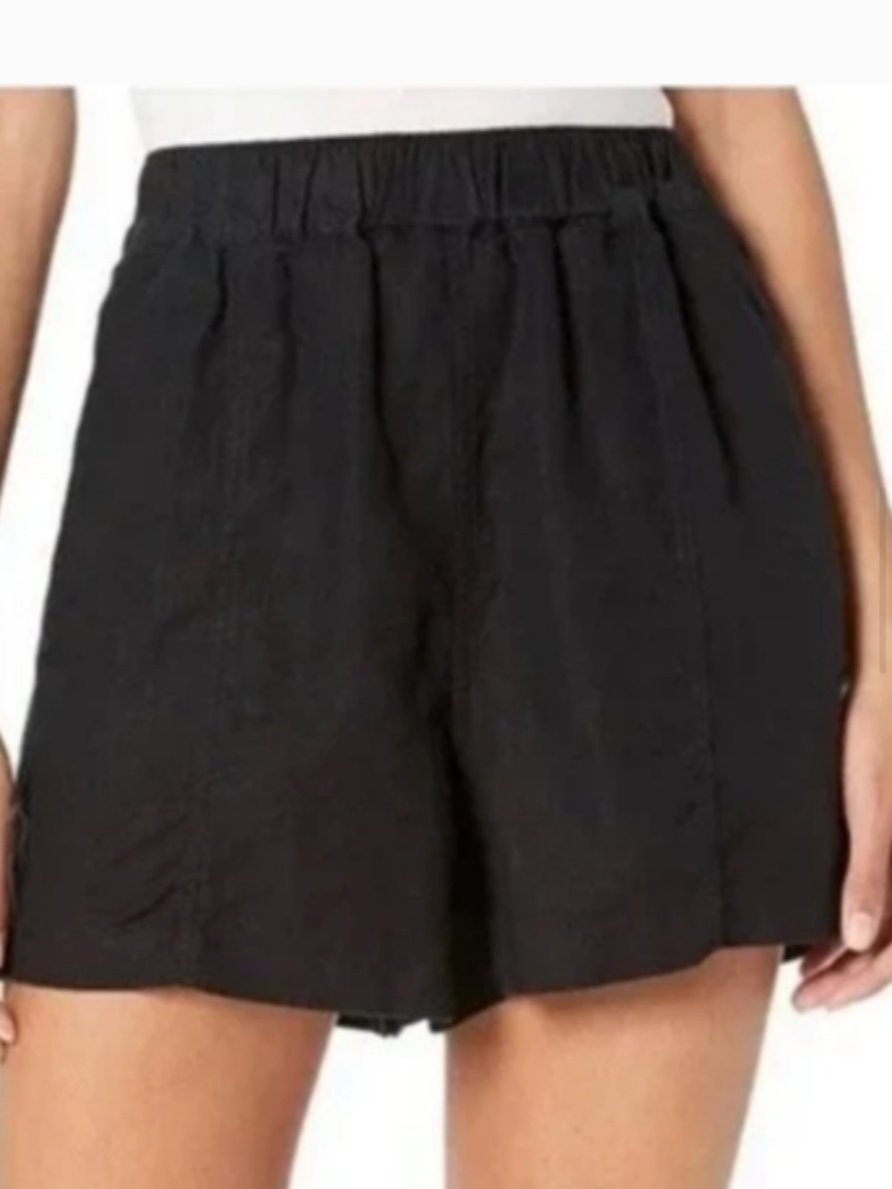 Madewell Linen Black Shorts Pull On Spring Summer Large Lightweight